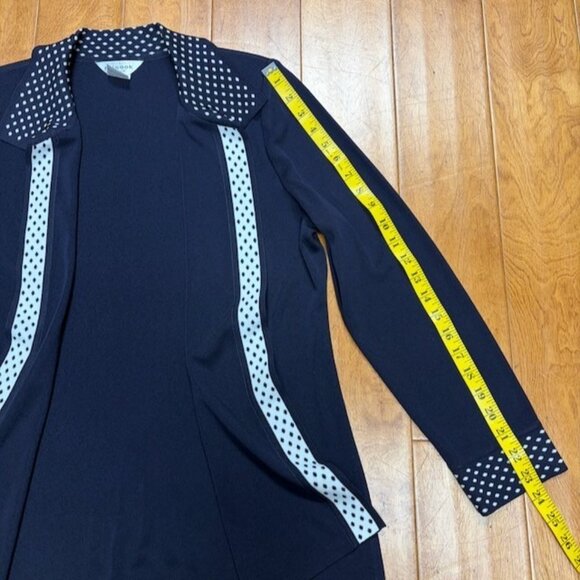 Exclusively Misook Tank Cardigan Set Petite L Quiet Luxury Navy Polka Dot Knit - Picture 11 of 13